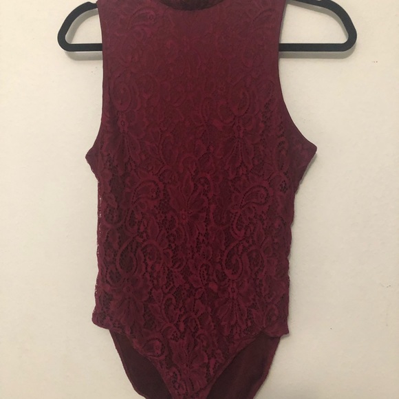 Express small maroon lace bodysuit - Picture 6 of 6